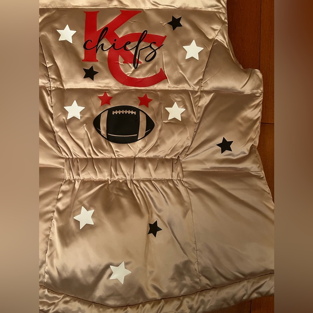 Womens NFL Kansas City Chiefs gold vest apparel puffer jacket custom made - Picture 10 of 10